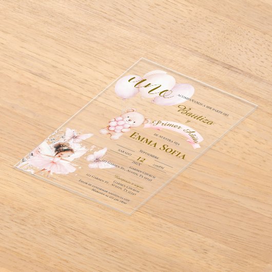 Acryl doop en eerste jaar Spaans Acryl Uitnodigingen (Laagn)