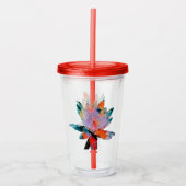 Acryl Drink glas met stro en Lily bovenwater (Voorkant)
