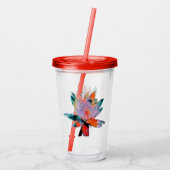 Acryl Drink glas met stro en Lily bovenwater (Achterkant)