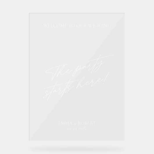 Acryl Eenvoudig Minimaal Bruiloft Welkomstbord Acryl Bord (Voorkant)
