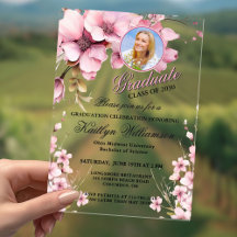 Acryl Elegante Bloem Roze Foto Afstudeerfeest