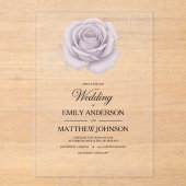 Acryl Elegante Paarse Roos bruiloft uitnodiging (Voorkant)