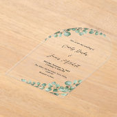 Acryl Eucalyptus groen bruiloft uitnodiging (Laagn)
