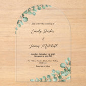 Acryl Eucalyptus groen bruiloft uitnodiging (Voorkant)