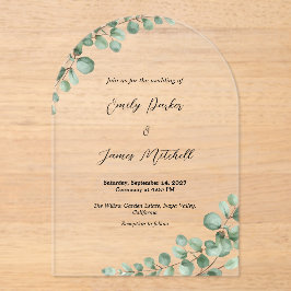 Acryl Eucalyptus groen bruiloft uitnodiging