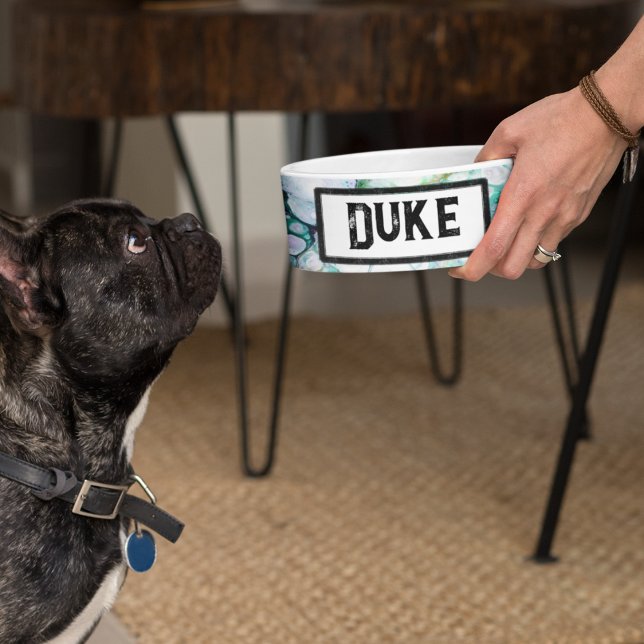 Acryl Fluid Giet Emerald Dragon Pet Bowl Voerbakje (Modern and very artsy marble design personalized pet bowl for food or water!  )