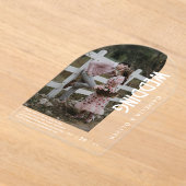 ACRYL foto bruiloft moderne boog witte tekst Acryl Uitnodigingen (Laagn)