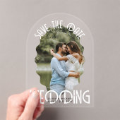 ACRYL Foto Opslaan Datum Moderne Elegante Witte Te Uitnodigingen (Insitu (Draagbaar))