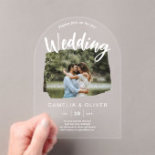 ACRYL Fotobruiloft Nodig Modern Rustic ARCH uit Acryl Uitnodigingen (Insitu (Draagbaar))