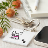 Acryl Franse bulldog sleutelketting Sleutelhanger (Voorkant Rechts)