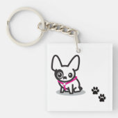 Acryl Franse bulldog sleutelketting Sleutelhanger (voorkant)