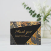 Acryl geschilderd goud en zwart bruiloft dank u briefkaart (Staand voorkant)