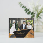 Acryl geschilderd goud grijs bruiloft foto dank u briefkaart (Staand voorkant)