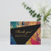 Acryl geschilderd rood blauw zwart bruiloft dank u briefkaart (Staand voorkant)