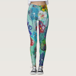 Acryl giet kleurrijke bloem   leggings