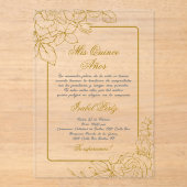 Acryl Goud lijst Spaans Quinceanera Uitnodigingen (Voorkant)