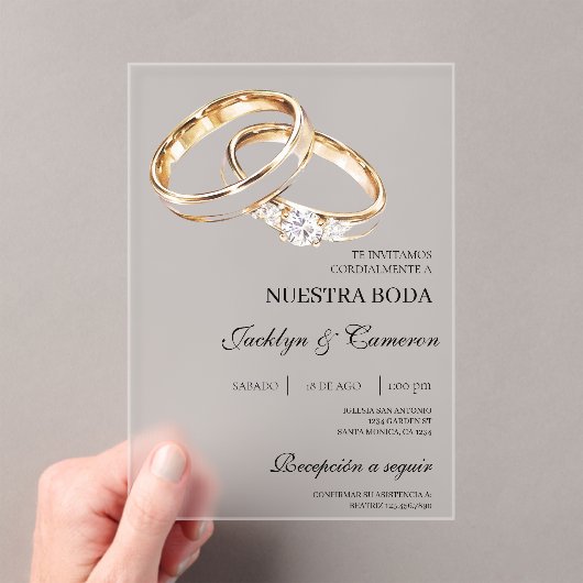 Acryl gouden ring Spaanse bruiloft Acryl Uitnodigingen (Insitu (Draagbaar))