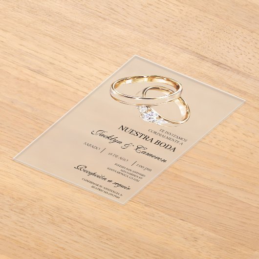 Acryl gouden ring Spaanse bruiloft Acryl Uitnodigingen (Laagn)