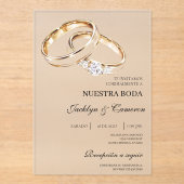 Acryl gouden ring Spaanse bruiloft Acryl Uitnodigingen (Voorkant)
