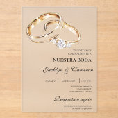 Acryl gouden ring Spaanse bruiloft Uitnodigingen (Voorkant)
