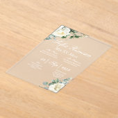 Acryl groen witte bloemen uitnodiging (Laagn)