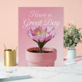 Acryl heeft een geweldige dag roze bloem teken acryl bord (Huwelijk)