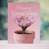 Acryl heeft een geweldige dag roze bloem teken acryl bord (Neutraal)