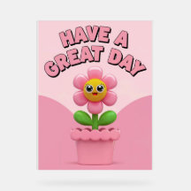 Acryl heeft een geweldige dag roze bloem teken