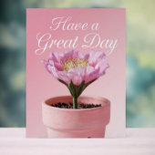 Acryl heeft een geweldige dag roze bloem teken bord (Neutraal)