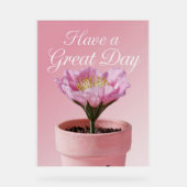 Acryl heeft een geweldige dag roze bloem teken bord (Voorkant)