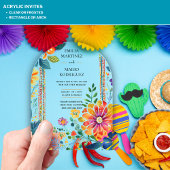 Acryl Held Helder Fiesta Bloem Bruiloft BUDGET Acryl Uitnodigingen