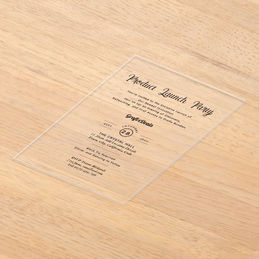 Acryl Held Productlancering Bedrijfsfeesten Chic Acryl Uitnodigingen (Laagn)
