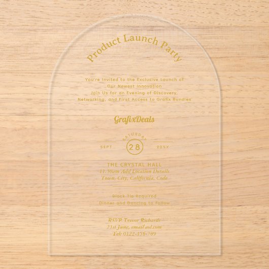 Acryl Heldere Productlancering Bedrijfs Evenemente Acryl Uitnodigingen (Voorkant)