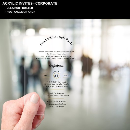 Acryl Heldere Productlancering Bedrijfsfeesten Chi Acryl Uitnodigingen