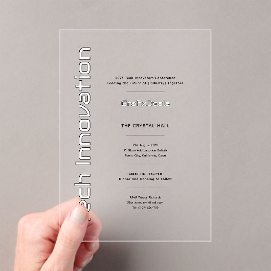 Acryl Klar Tech Innovatie Bedrijfs Evenementen Acryl Uitnodigingen (Insitu (Draagbaar))