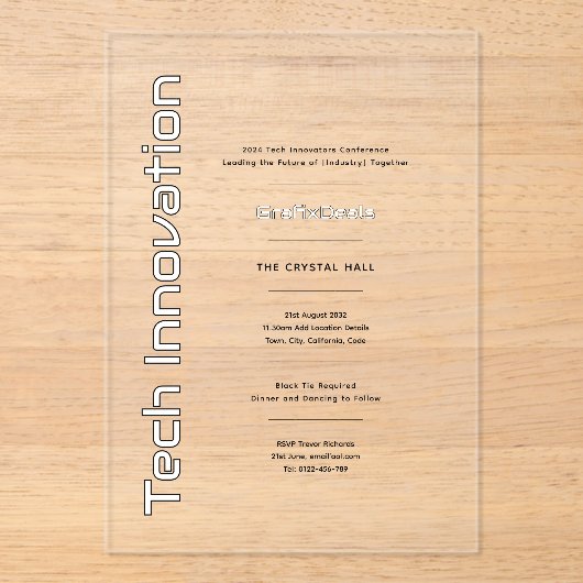Acryl Klar Tech Innovatie Bedrijfs Evenementen Acryl Uitnodigingen (Voorkant)