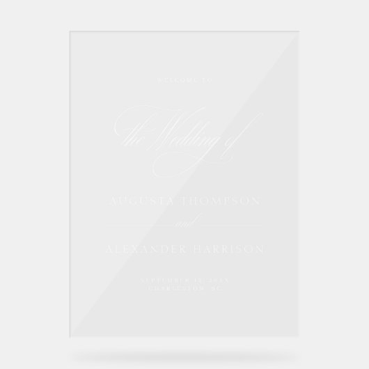 Acryl Klassieke Kalligrafie Bruiloft Welkomstbord Acryl Bord (Voorkant)