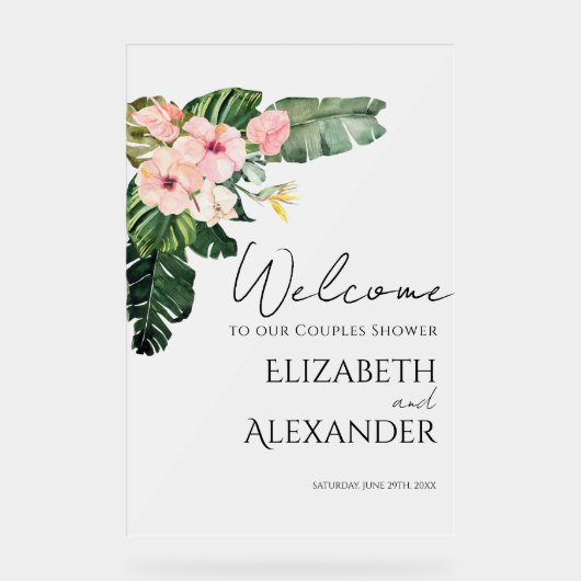 Acryl koppels Douche welkomstbord | tropisch Acryl Bord (Voorkant)