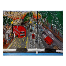 Acryl kunst Londense scène poster