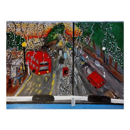 Acryl kunst Londense scène poster (Voorkant)