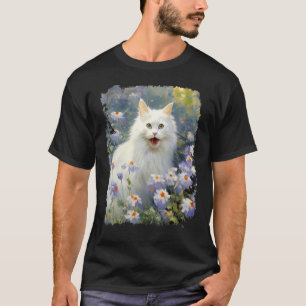 Acryl Kunst Witte Kat T-shirt