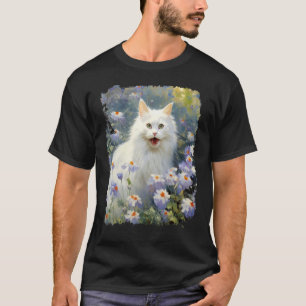 Acryl Kunst Witte Kat T-shirt