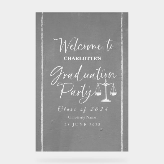 Acryl Law School Afstuderen Welkom Party Sign Acryl Bord (Voorkant)