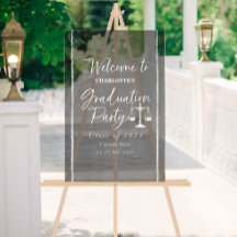 Acryl Law School Afstuderen Welkom Party Sign