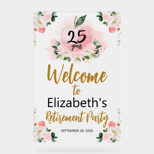 Acryl leraar pensioen welkom feest teken acryl bord (Voorkant)