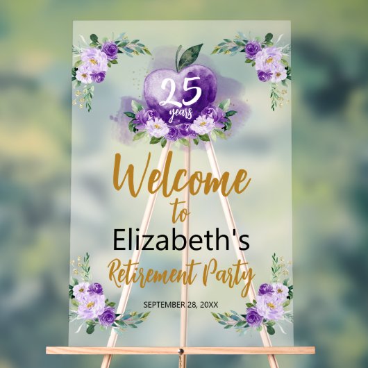 Acryl leraar pensioen welkomstbord | Appel Acryl Bord (Neutraal)