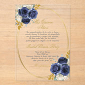 Acryl Marine blauw Spaanse Quinceanera Acryl Uitnodigingen (Voorkant)