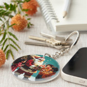 Acryl Merry Christmas custom cirkel Sleutelhanger (Voorkant Rechts)