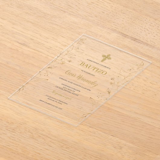 Acryl minimalistische doop Spaans Acryl Uitnodigingen (Laagn)