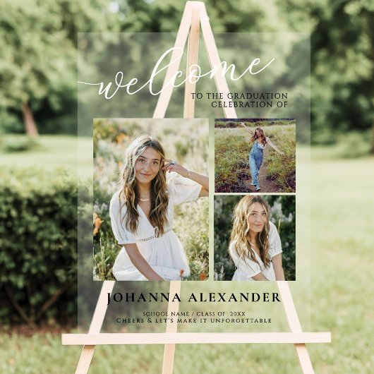 Acryl Modern 3 foto's Afstuderen Welkom Acryl Bord